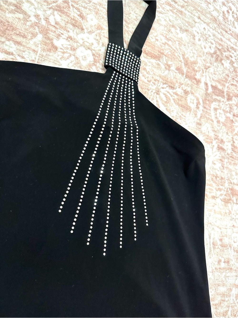 Vintage 🖤 Crystal Embellished Halter Top - Picture 2 of 9